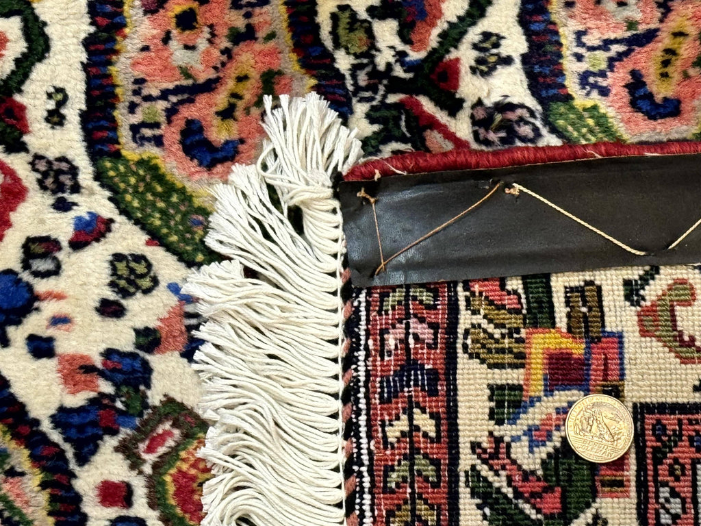 Persian Kurdish Rug 8x11, Repeated Allover Boteh Paisley Design, Bird Pictorials, Rare Antique Sannadaji Carpet