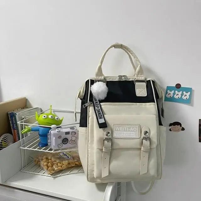 Durable Backpacks for School Teenagers Girls Designer Patchwork Bagpack With Cute Ring Bag For Travel, Laptop, Backpack Women Notebook