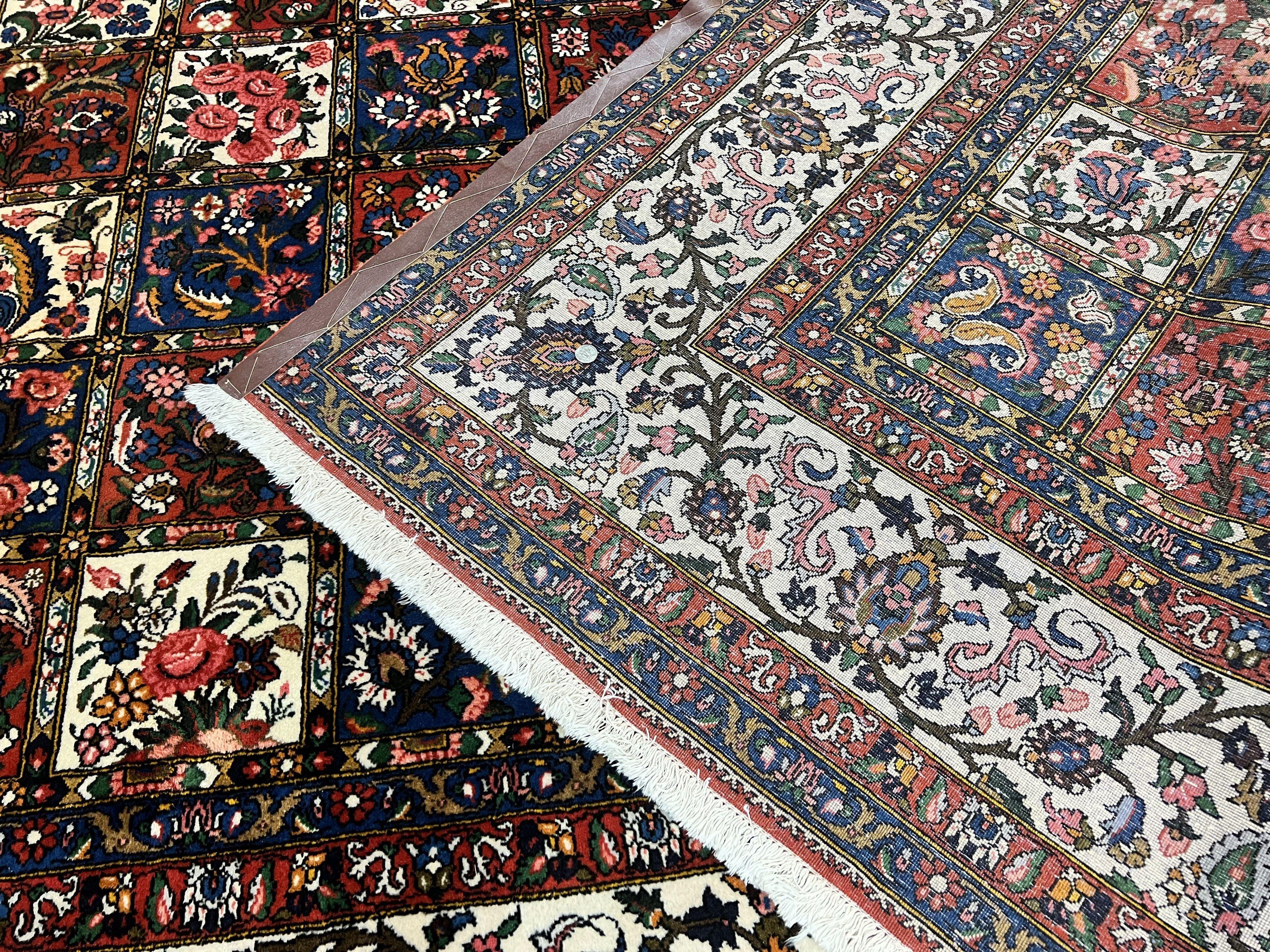 Persian Bakhtiari Rug 10x14, Multicolor Khesti Panel Design