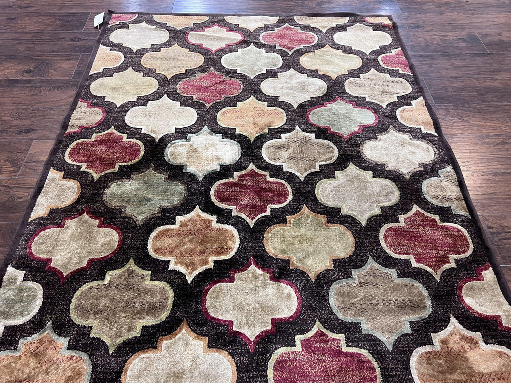 Panel Design Rug 5x7, Multicolor Contemporary Area Rug, Small Living Room Rug
