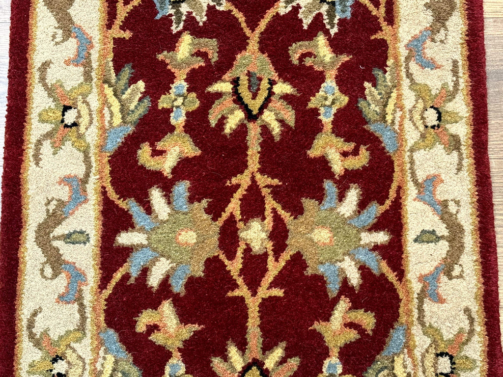 Small Floral Wool Rug 2x3, Safavieh Heritage Collection, Dark Red & Cream