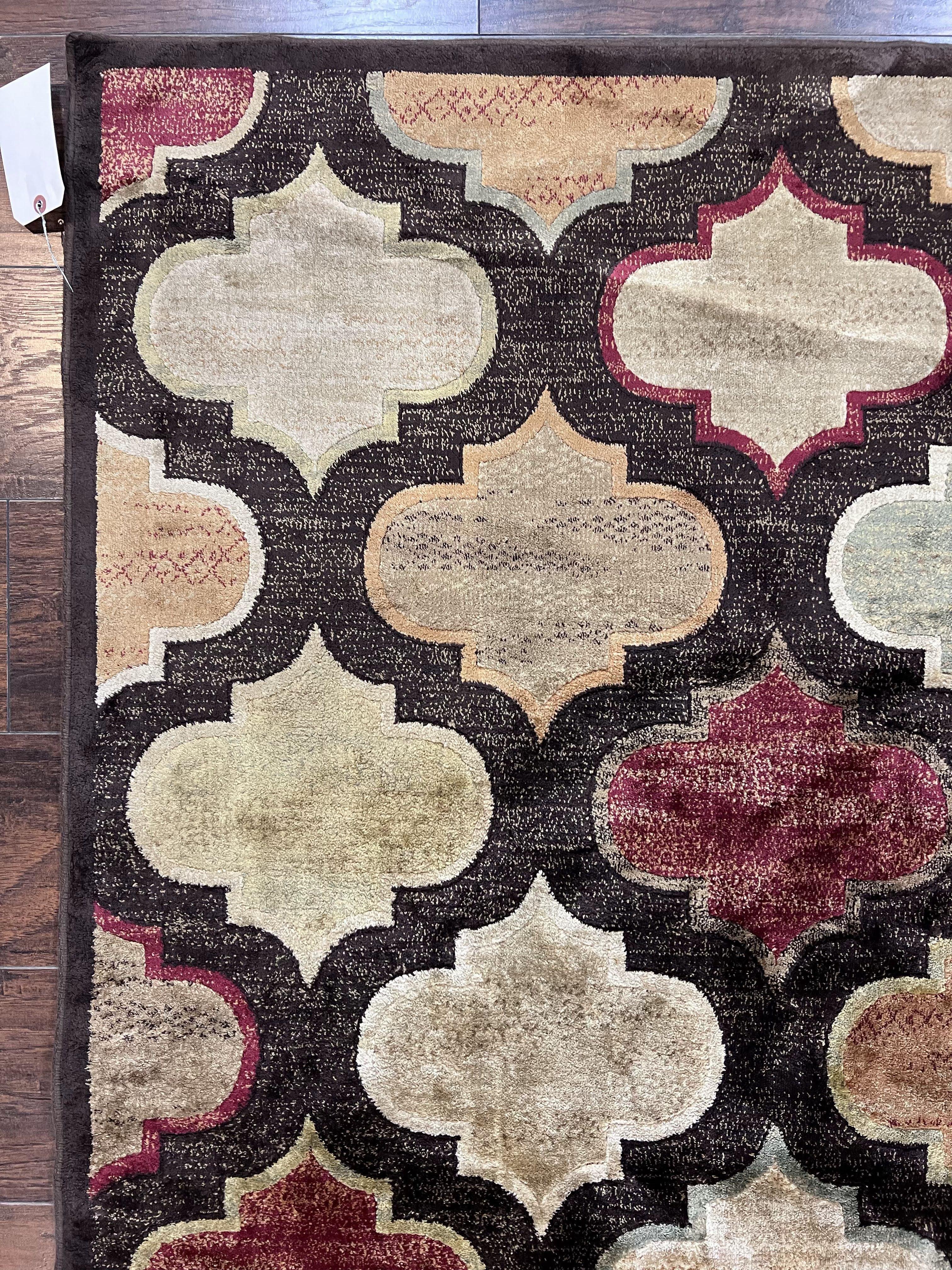 Panel Design Rug 5x7, Multicolor Contemporary Area Rug, Small Living Room Rug