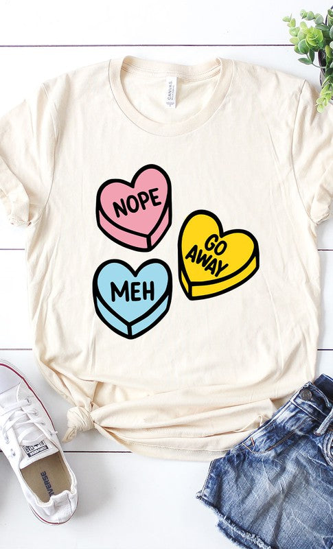 Sarcastic Candy Hearts Graphic Tee T-Shirt PLUS