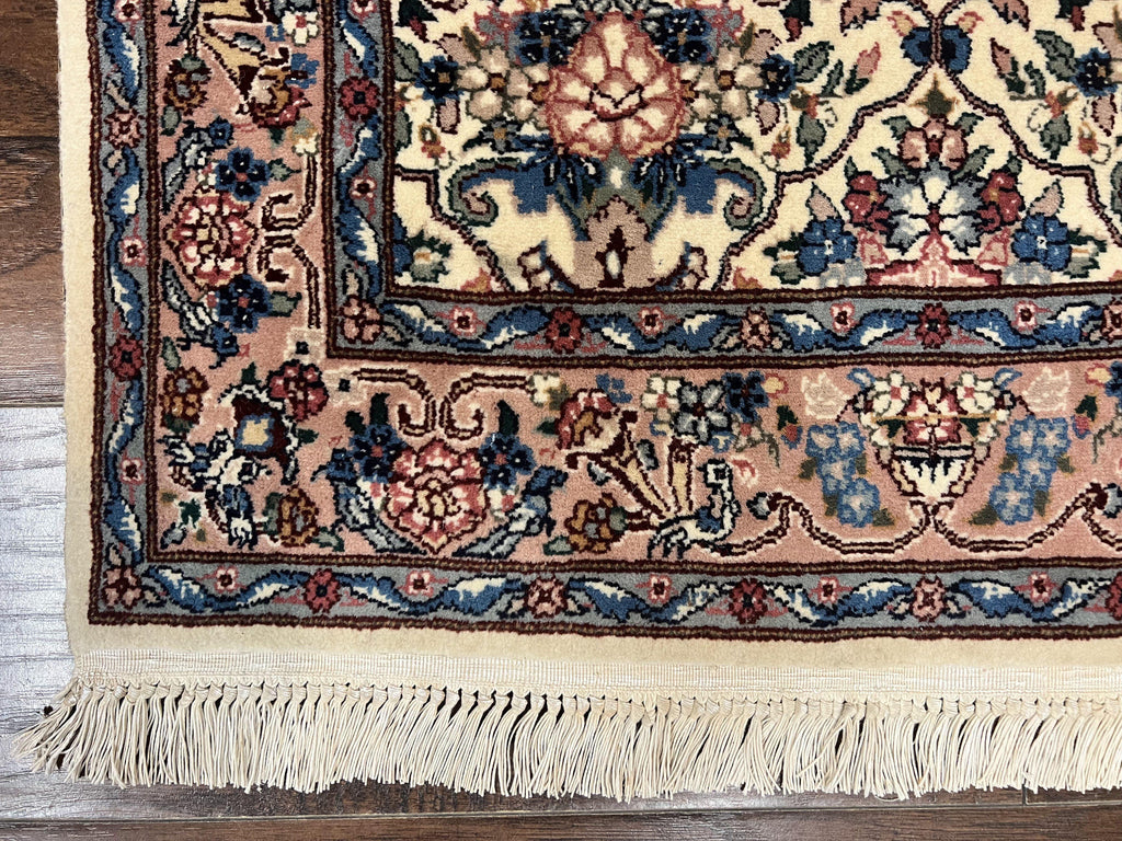 Sino Persian Runner Rug 2.8 x 14, Hand Knotted Vintage Oriental Hallway Rug, 14ft Runner, Cream, Floral, Wool