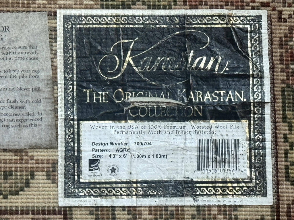 Karastan Rug 4x6, Agra #704, Original 700 Series, Vintage Wool Pile Discontinued Karastan Carpet