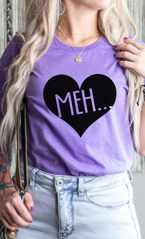 Meh Black Heart Valentines PLUS SIZE Graphic Tee T-Shirt