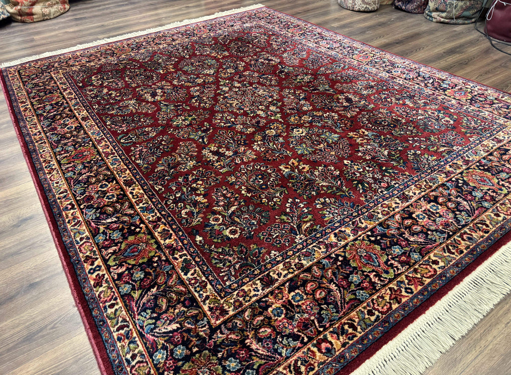8.8 x 10.6 Karastan Red Sarouk Rug #785, Wool Pile Original 700 Series