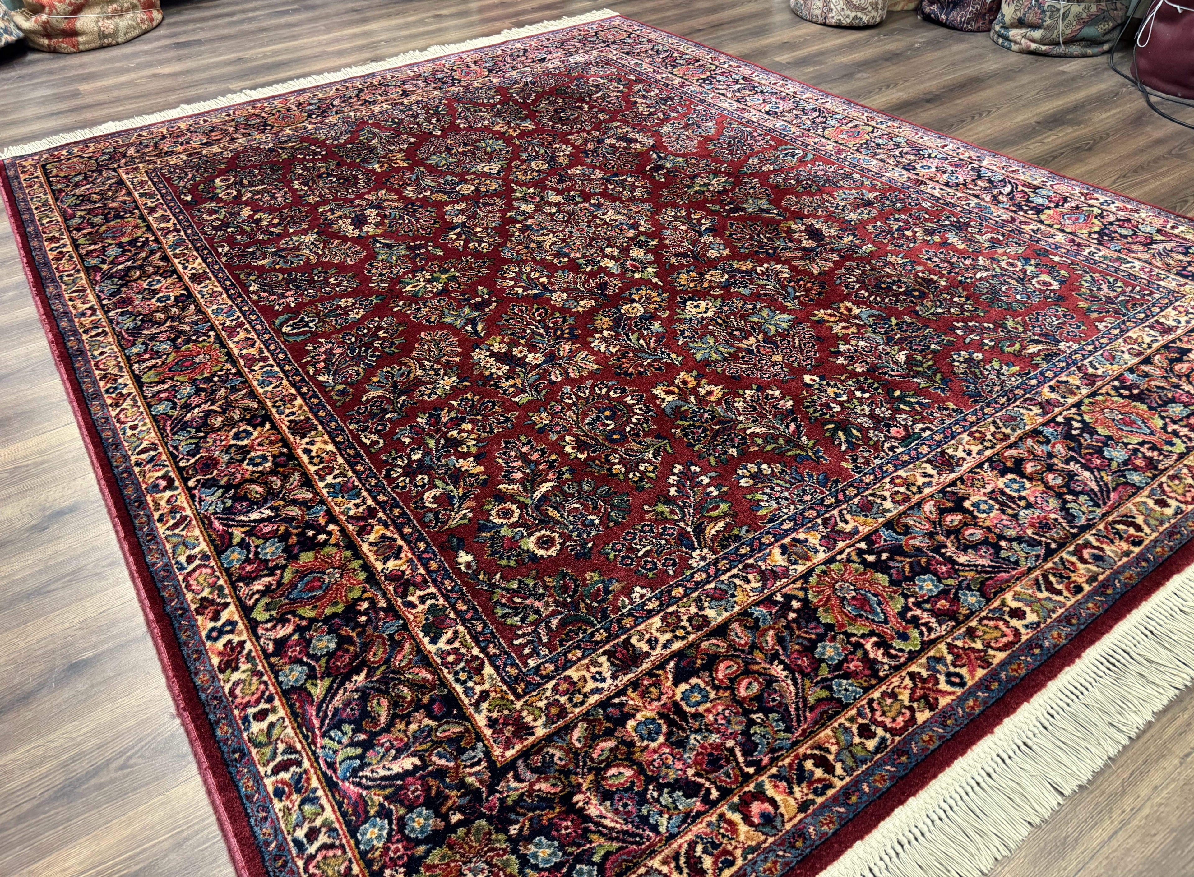 8.8 x 10.6 Karastan Red Sarouk Rug #785, Wool Pile Original 700 Series