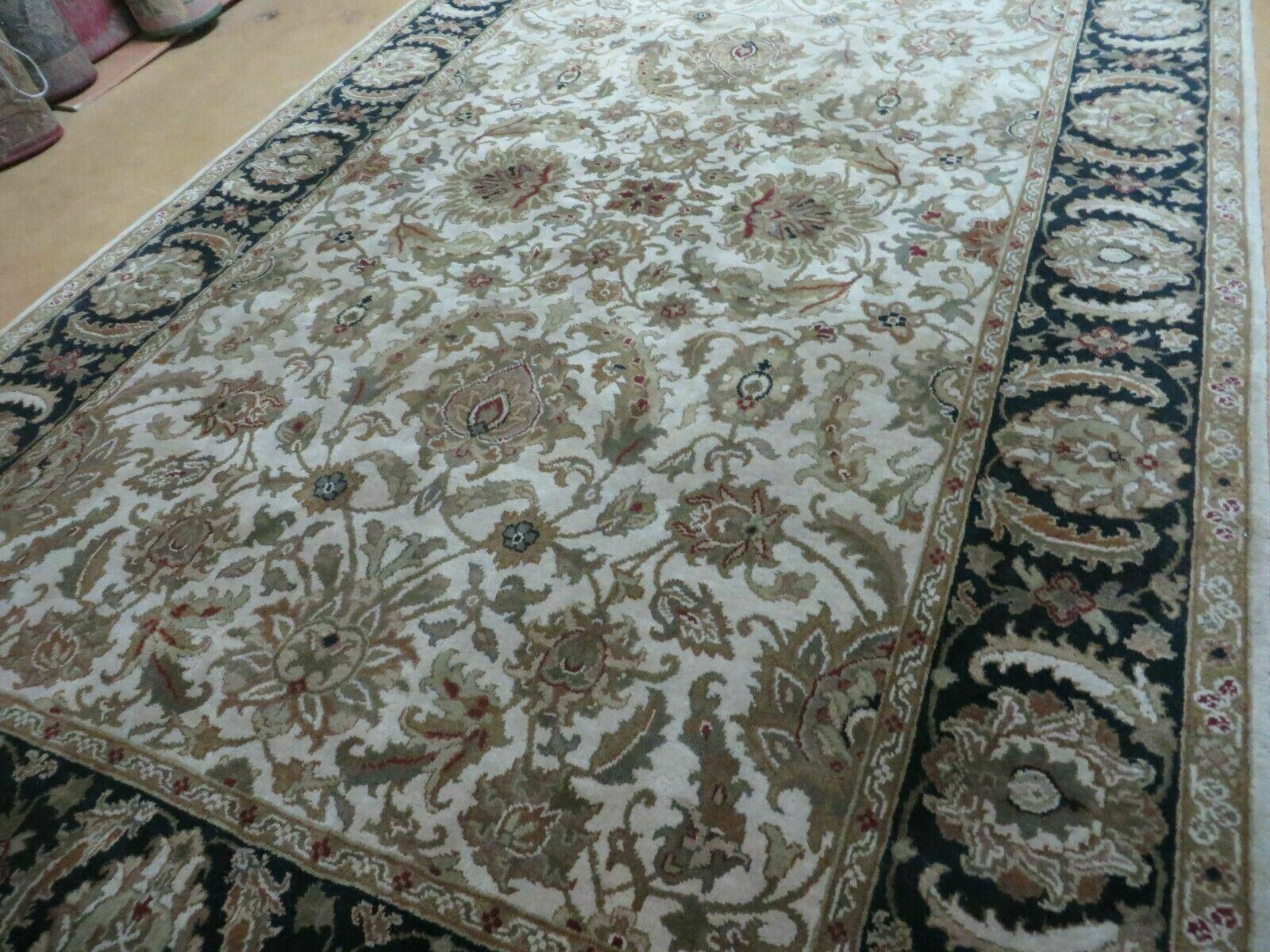 6' X 9' Vintage Handmade India Top Quality Jaipur Floral Oriental Tea Wash Nice
