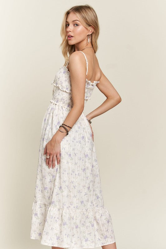 Beautiful Smocked Floral Dress Feminine & Flowy Dress Romantic Floral Print Girl Dress