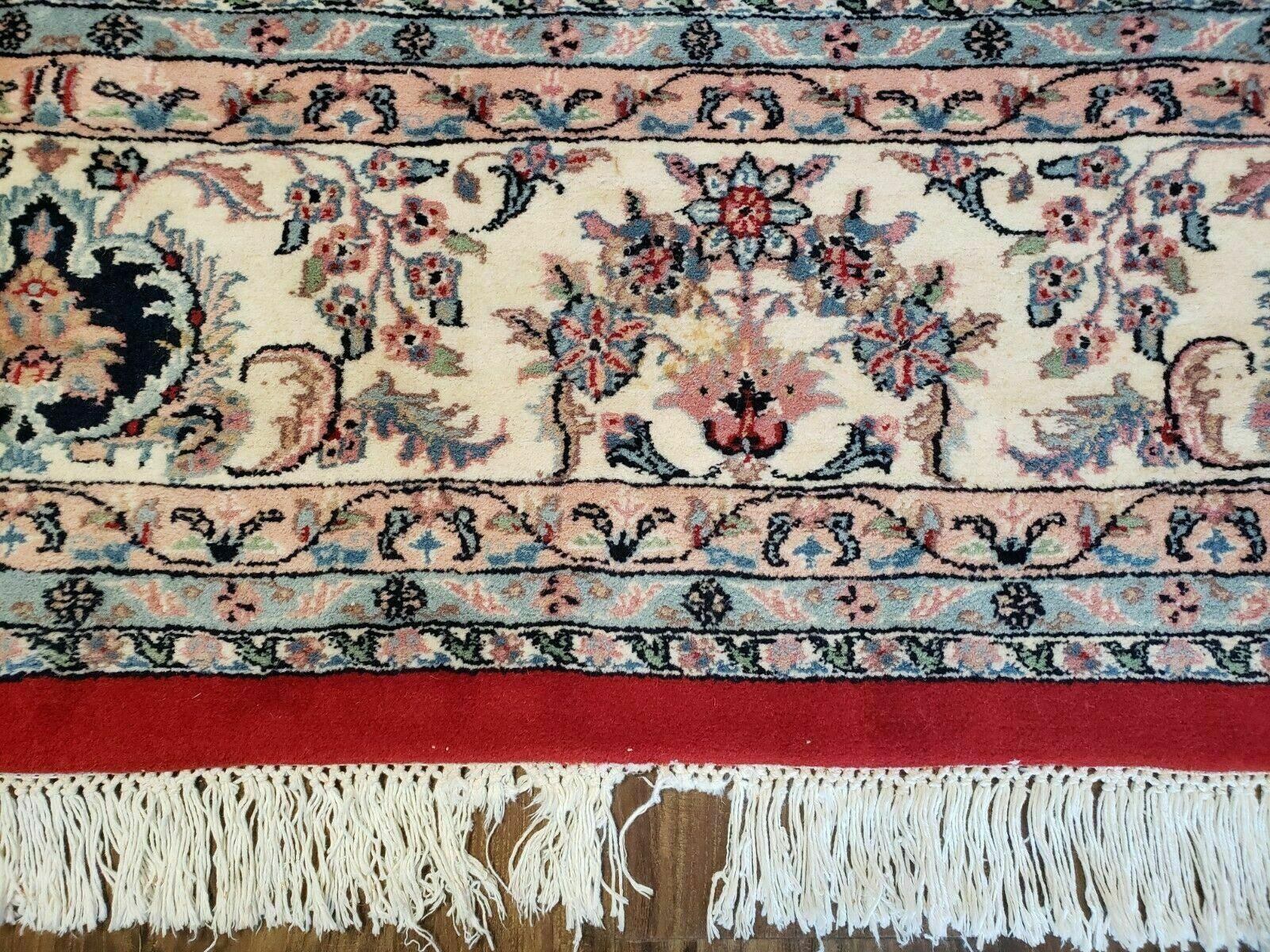 9' X 12' Vintage Handmade India Medallion Wool Rug Vegetable Dyes Nice Red