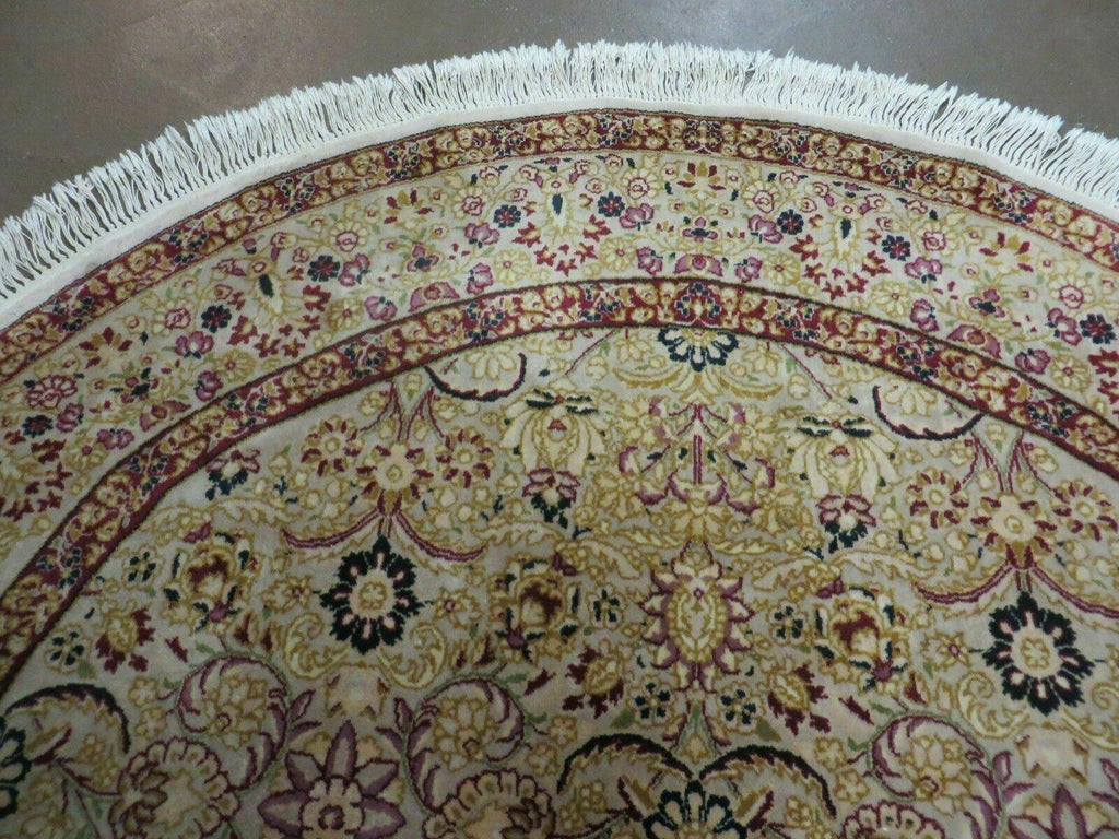 6' Handmade Fine Indian Wool Rug Carpet Round Silk Accent Beauty