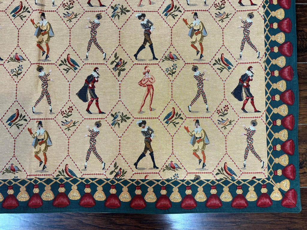 Square Tapestry 5x5, Wall Hanging, Human Pictorials, Court Jesters, Vintage