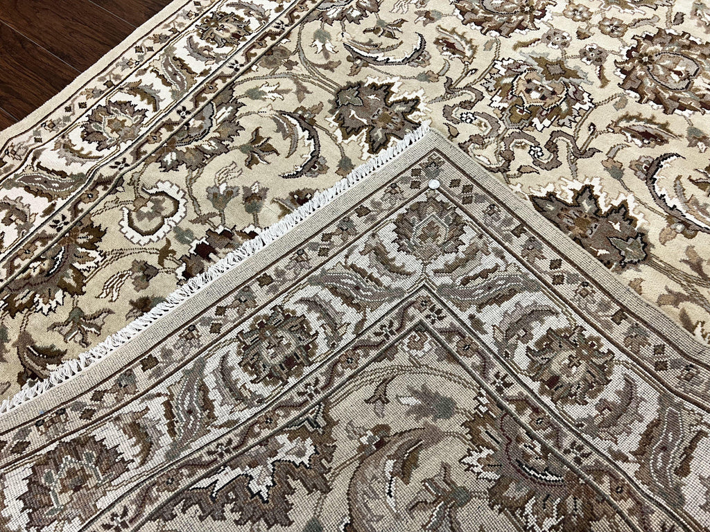 Indo Mahal Rug 6x9, Indian Carpet 6 x 9 ft, Light Green and Ivory, Floral Allover, Wool Oriental Carpet, Traditional Rug, Handmade