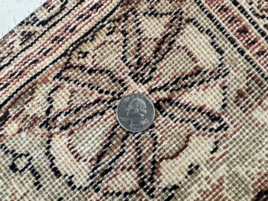 Turkish Sivas Rug 9x12, Handmade Vintage Wool Carpet, Cream Ivory