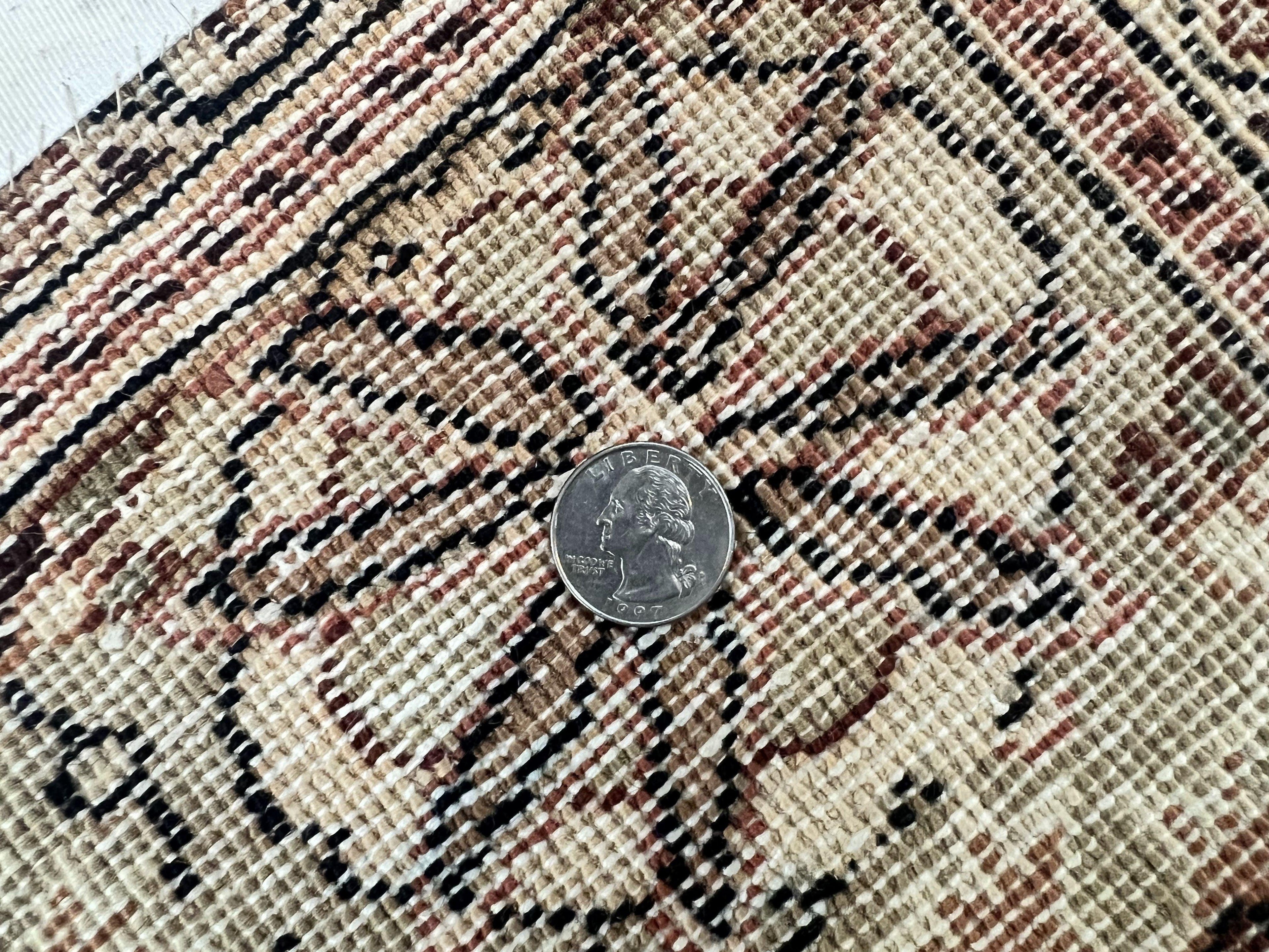 Turkish Sivas Rug 9x12, Handmade Vintage Wool Carpet, Cream Ivory