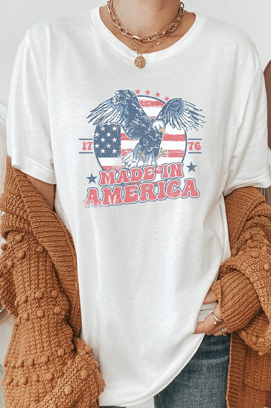 Retro Made In American 1776 Eagle Graphic Tee T-Shirt