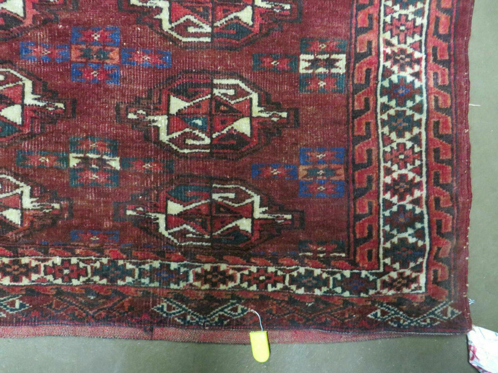 2.5' X 4' Antique Handmade Bokhara Turkoman Yamud Wool Rug Kilim Backing NICE