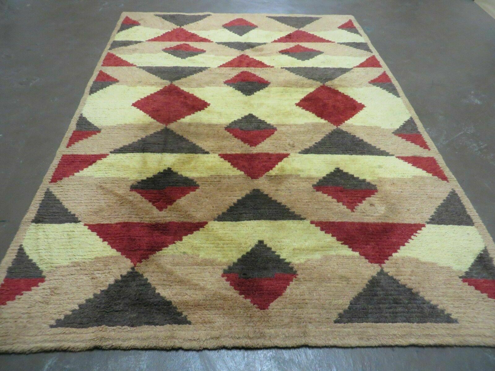 6' X 8' Handmade Tibetan Nepal Chinese Wool Rug Art Deco Contemporary Modern
