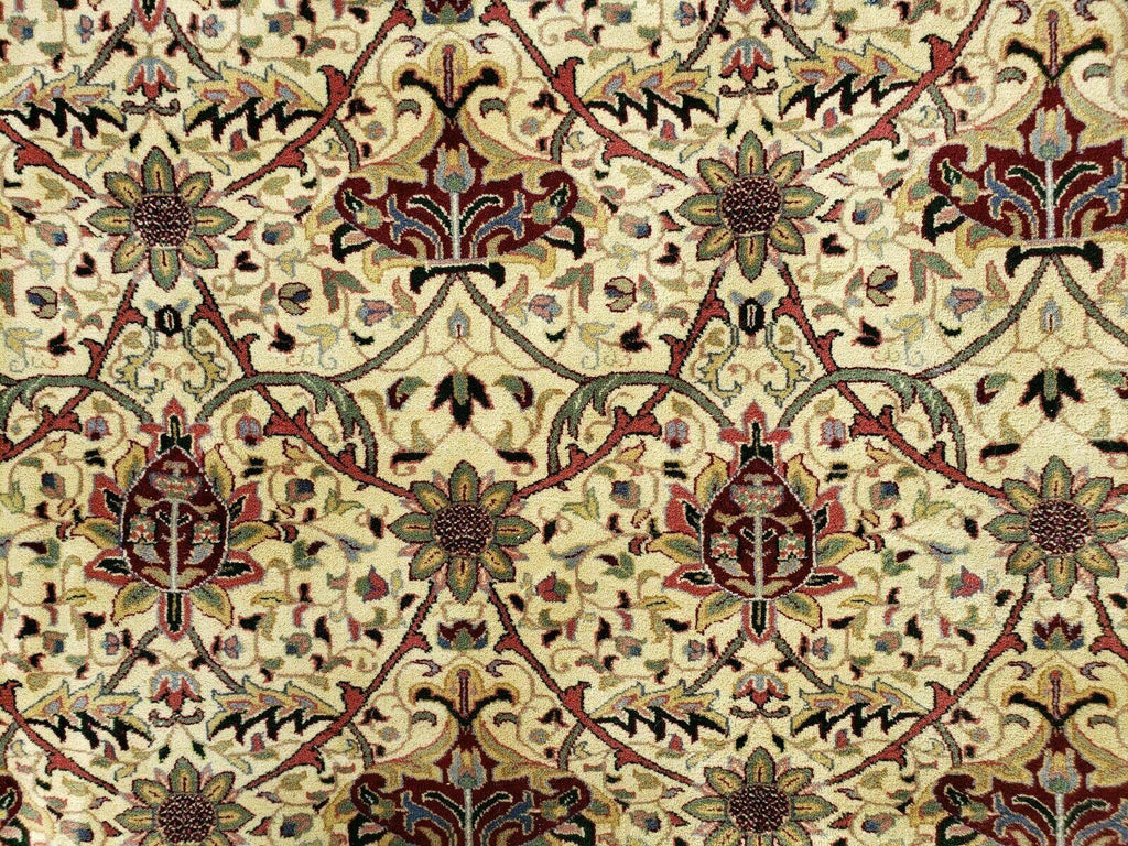 12' X 18' One-of-a-Kind Indian Agra Hand-Knotted Wool Rug Handmade Organic Dyes