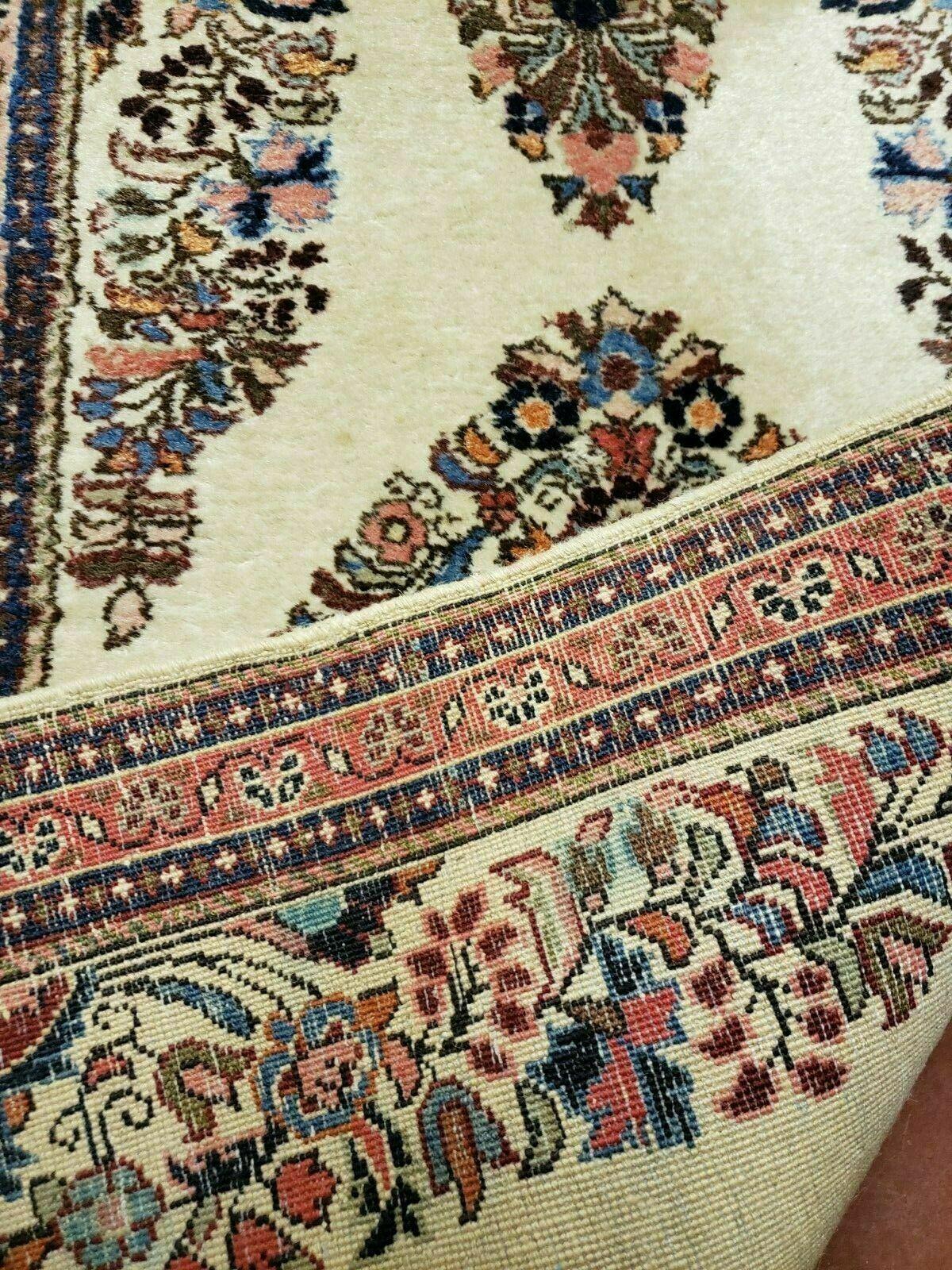 2' 7" X 4' Vintage Handmade Indian Medallion Wool Floral Beige Rug