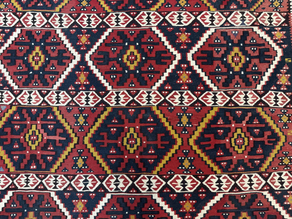 Caucasian Kilim Rug 5x7, Vintage Russian Flatweave Kilim Carpet, Tribal Bohemian Kilim Rug