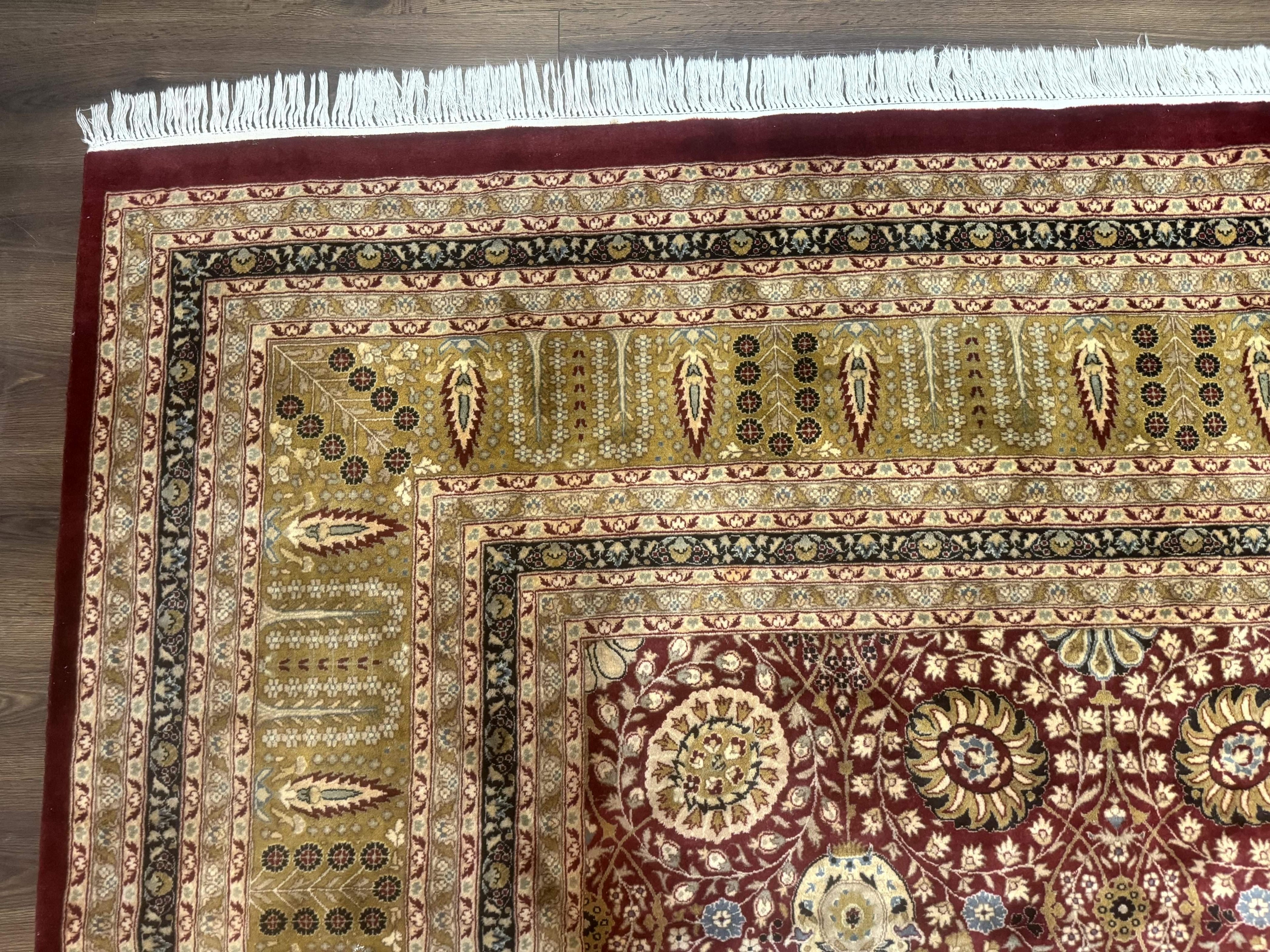 Palace Size Pak Persian Rug 12x15, Brick Red, Allover Pattern, Handmade Oversized Wool Oriental Carpet, Large Area Rug, Fine 225 KPSI