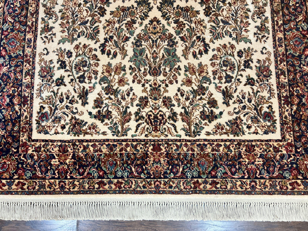 Karastan Rug 5.9 x 9, Ivory Sarouk #760, Wool Vintage Original Collection 700 Series