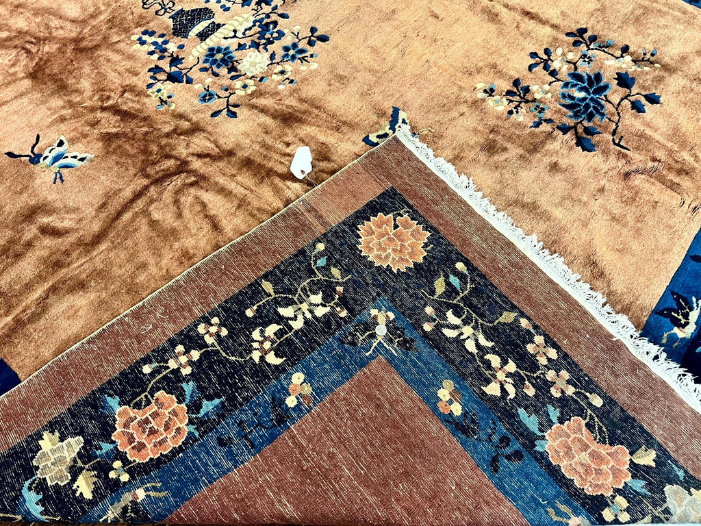 Antique Chinese Wool Rug 9x12, Large Peking Carpet, Handmade, Nichols Rug