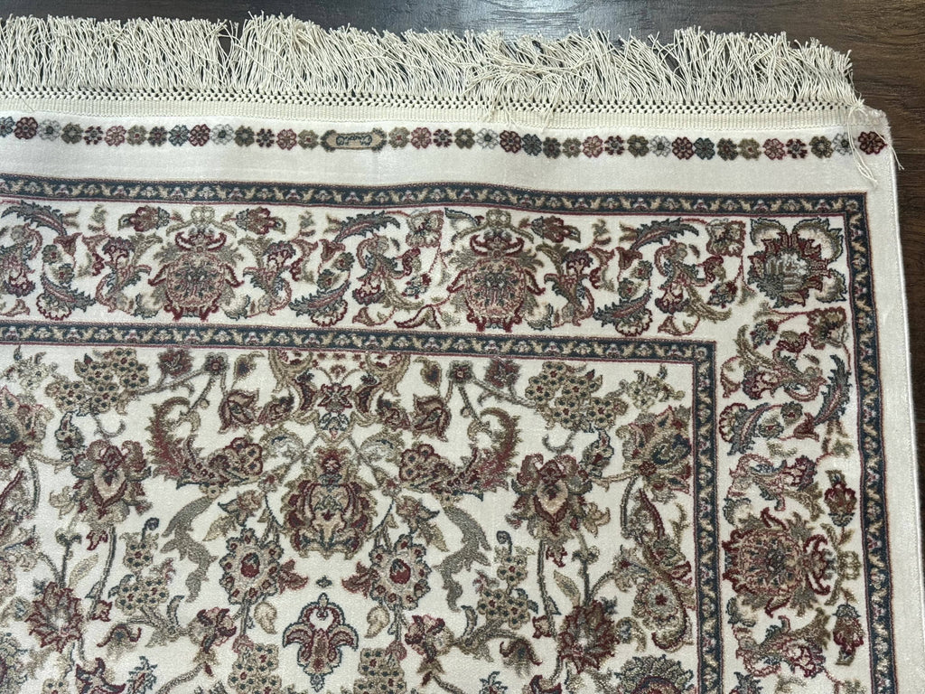 Small Turkish Silk Rug 2.6 x 4, Ivory, Allover Design, Bamboo Silk