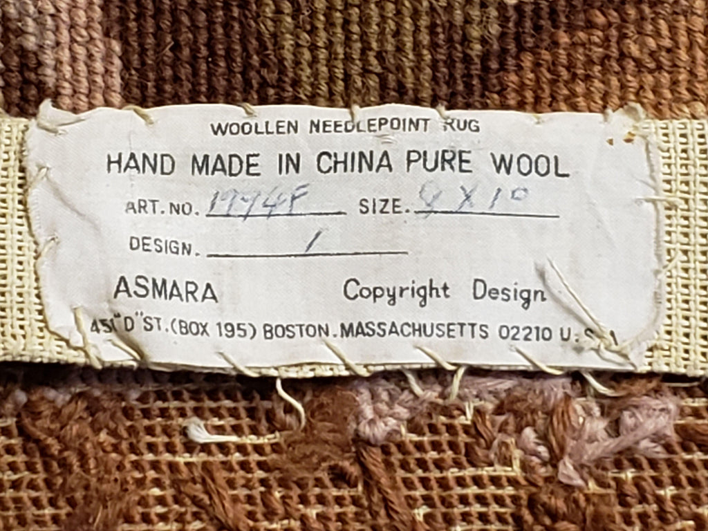 7' 7" x 9' 8" Needlepoint Rug Floral Beige Flat Weave Carpet 8x10 Handmade New Area Rug