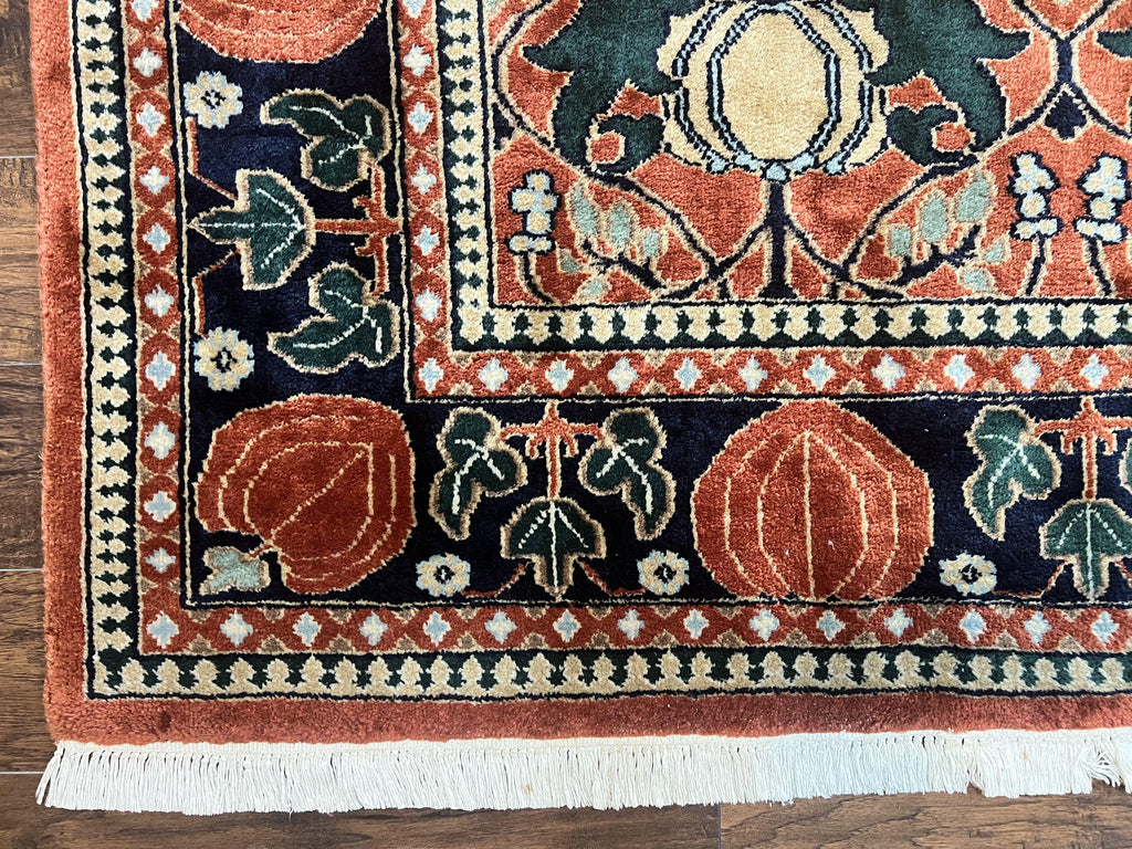 Indo Persian Bidjar Rug 8x10, Red and Black, Handmade Vintage Wool Carpet