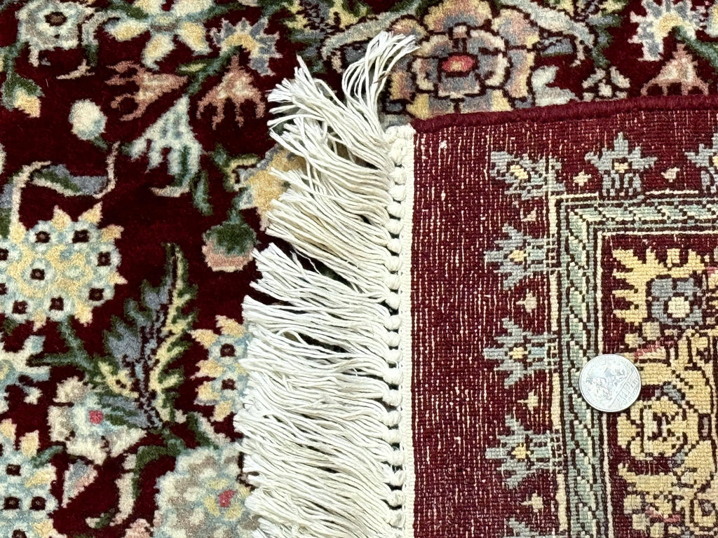 Burgundy Persian Rug 8x10, Pak Persian Floral Carpet, Very Fine 300 KPSI