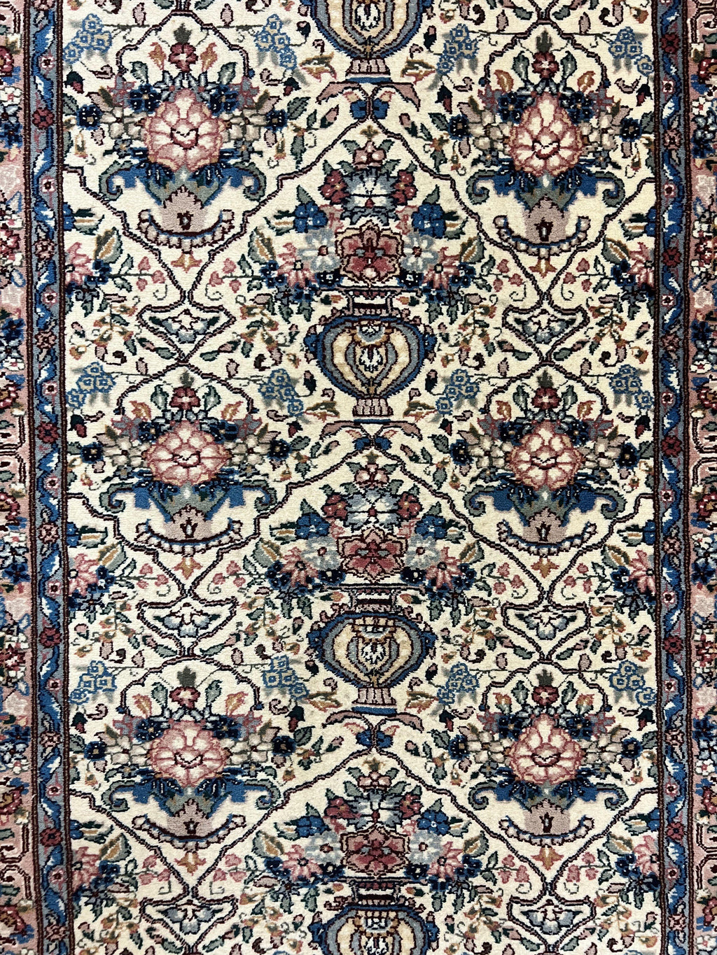 Sino Persian Runner Rug 2.8 x 14, Hand Knotted Vintage Oriental Hallway Rug, 14ft Runner, Cream, Floral, Wool