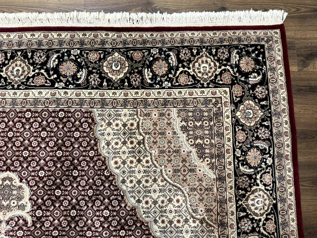 Sino Persian Rug 8x10, Herati, Elegant Oriental Carpet, Dark Maroon