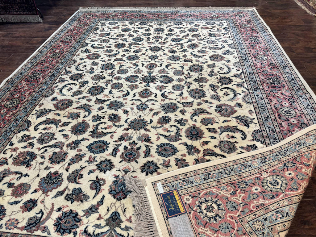 Karastan Rug 8.8 x 12, Ivory Rose Kashan #768, Wool Pile Karastan Carpet, Original 700 Series, Rare, Discontinued, Vintage