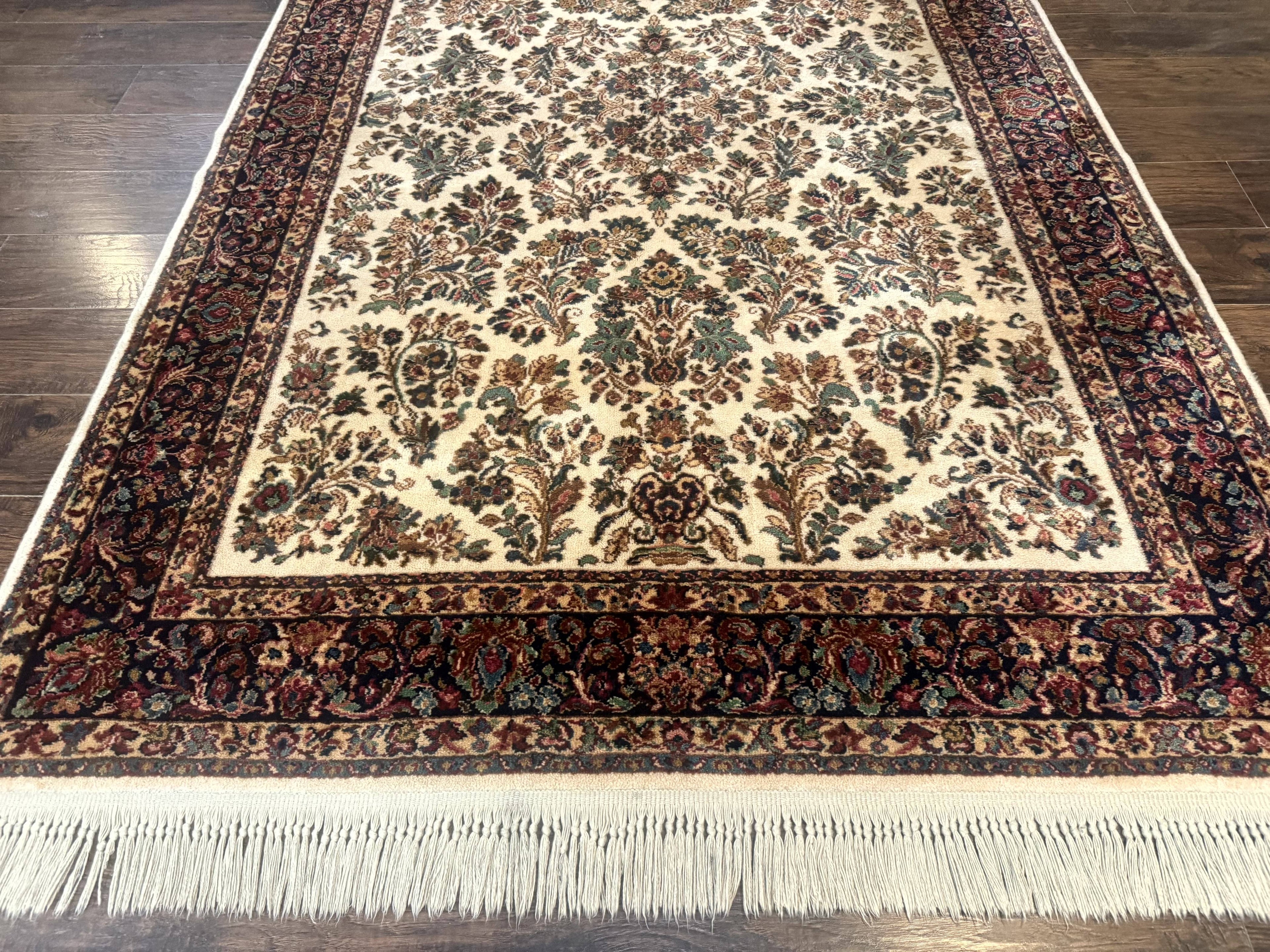 Karastan Rug 5.9 x 9, Ivory Sarouk #760, Wool Pile, Original 700 Series, Vintage