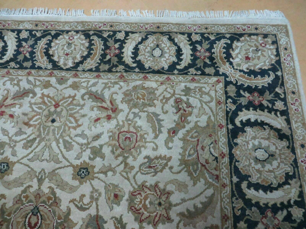 6' X 9' Vintage Handmade India Top Quality Jaipur Floral Oriental Tea Wash Nice