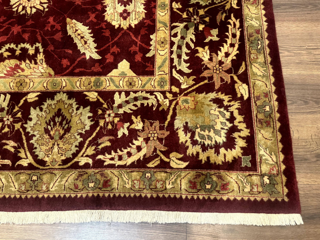 Indo Mahal Rug 9x12, Allover Pattern, Dark Red, Traditional Wool Area Rug