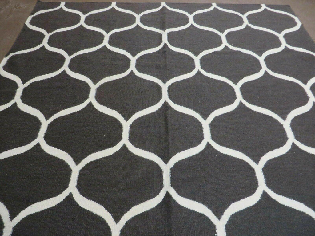 5' X 8' Modern Contemporary Hand Made Flat Weave Wool Rug Veg Dyes Nice