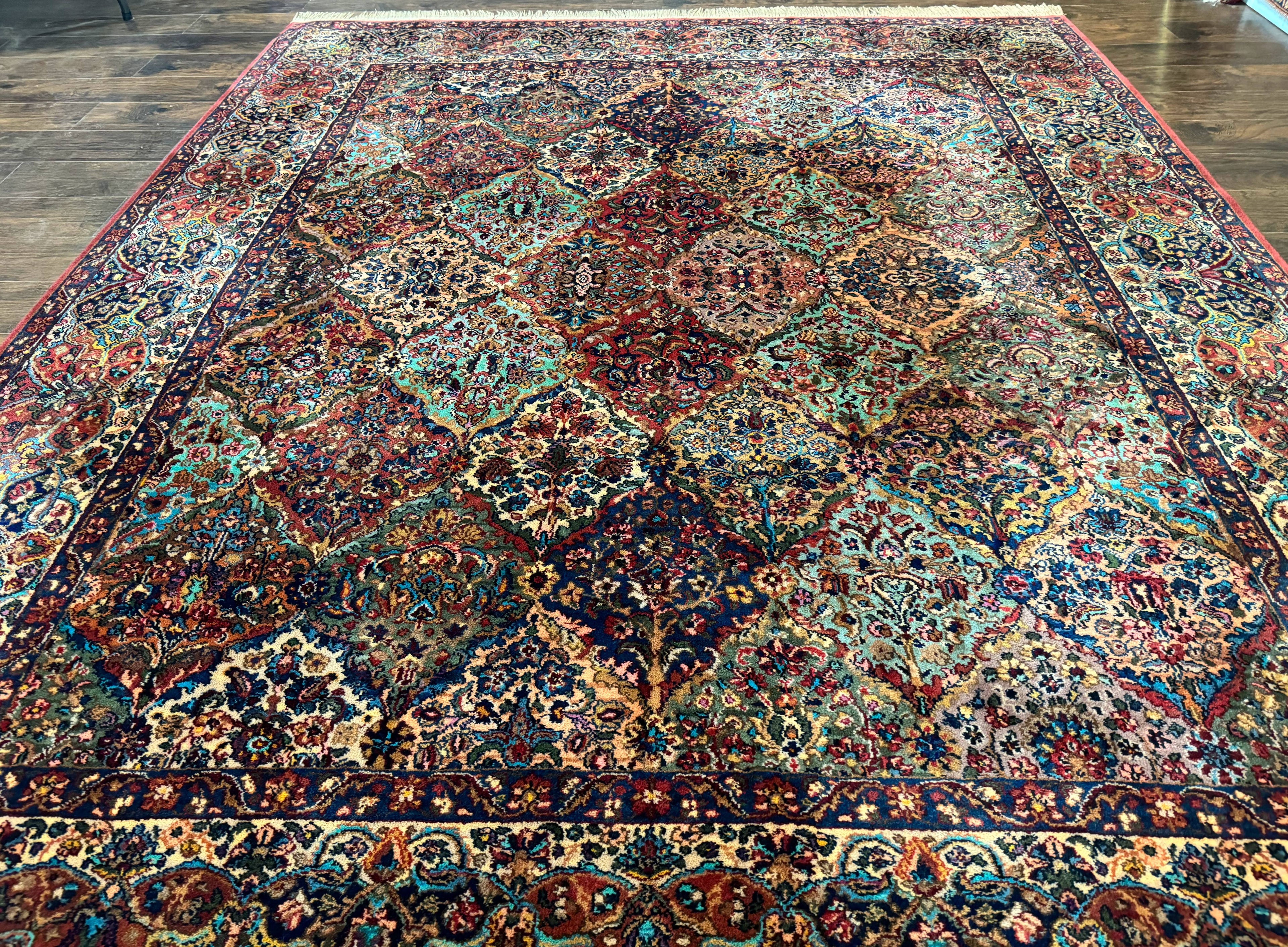 8.8 x 10.6 Karastan Rug, Multicolor Panel Kirman Rug #717, Vintage, Original 700 Series, Wool