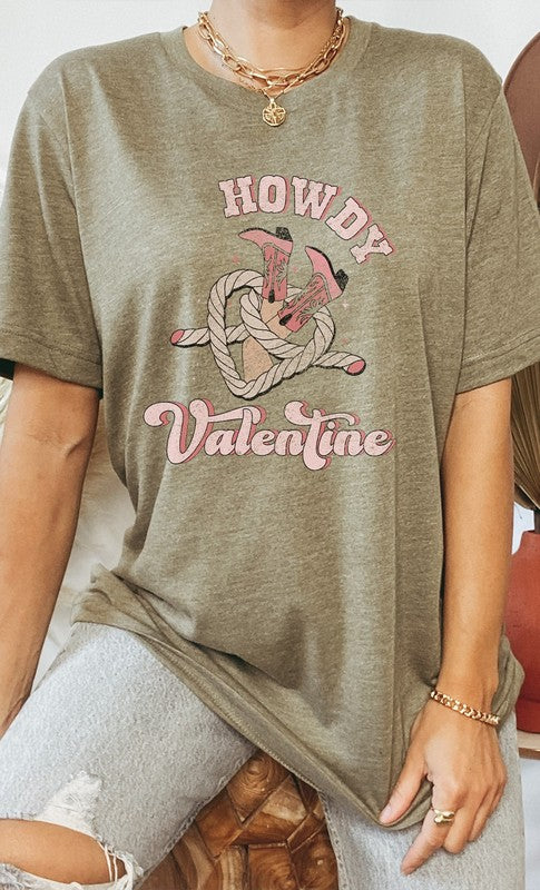 Howdy Valentine Cowboy Boots PLUS SIZE Graphic Tee T-Shirt