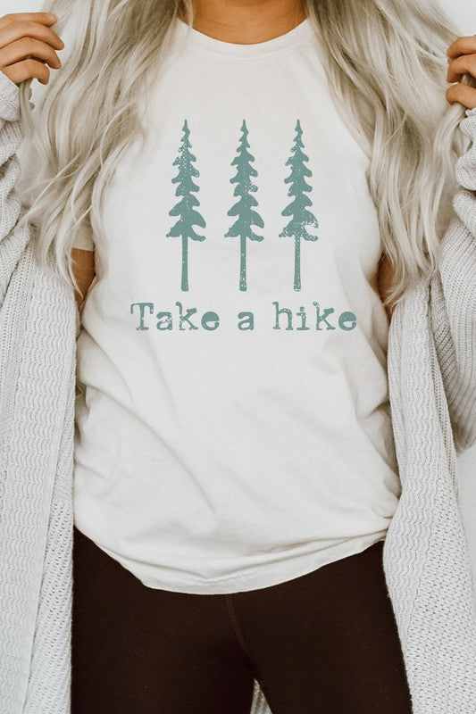 Pine Trees Take A Hike Summer Trip Graphic Tee T-Shirt
