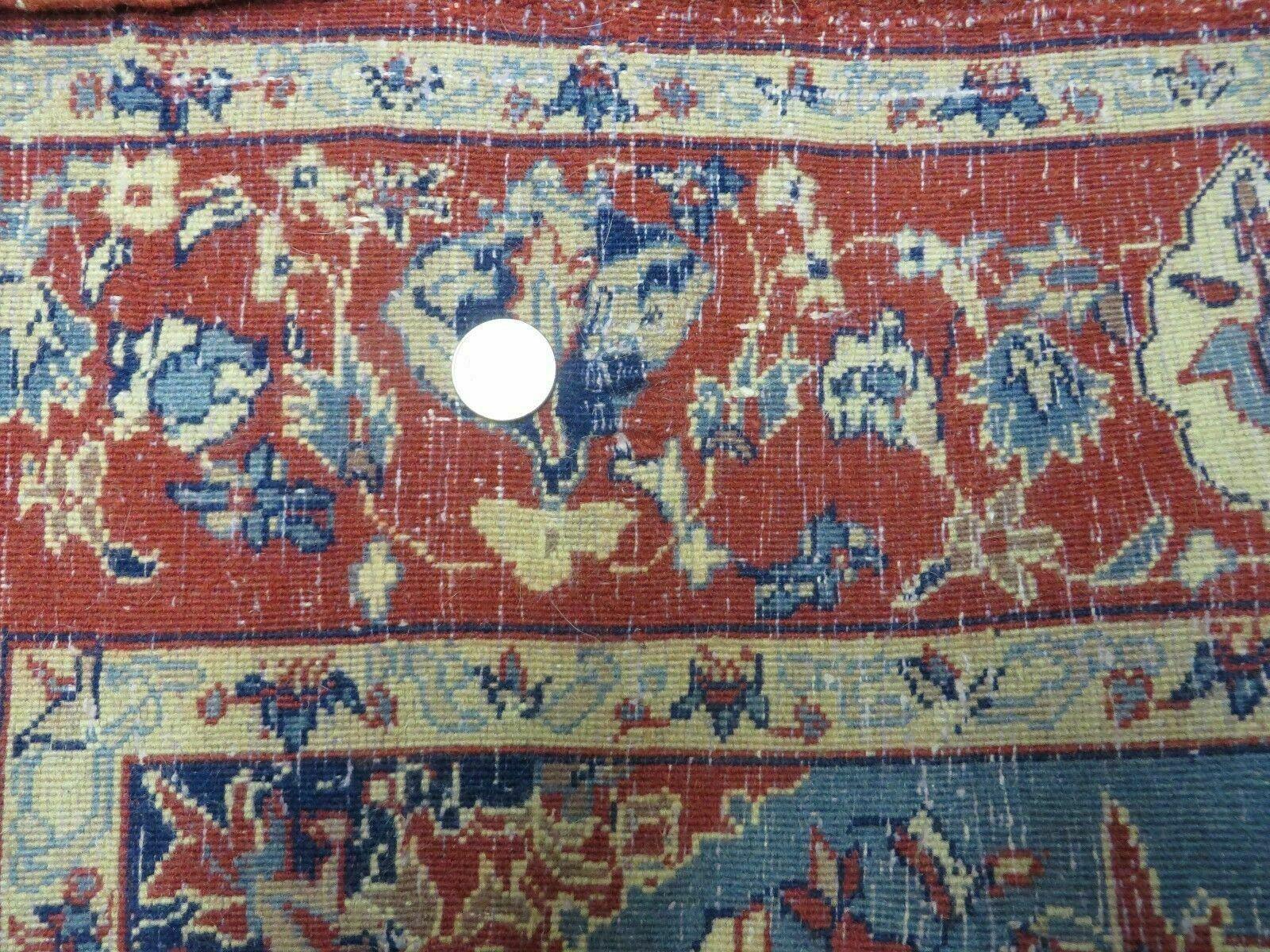 3' X 5' Vintage Handmade Authentic Oriental Floral Medallion Fine Wool Rug Beige Red and Blue Top Quality Veg Dyes