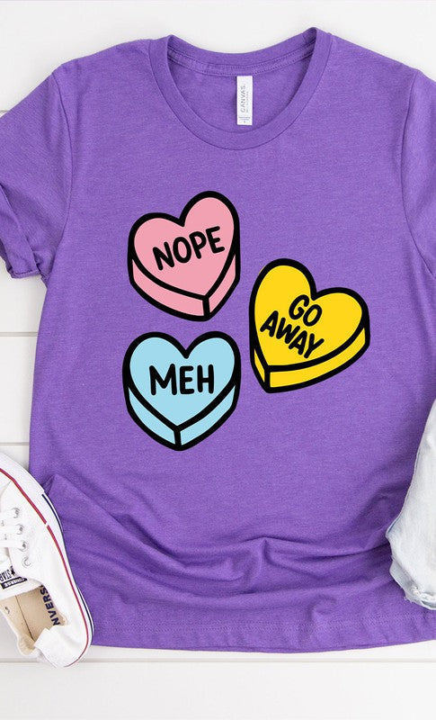 Sarcastic Candy Hearts Graphic Tee T-Shirt PLUS