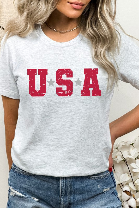 USA Star Patriotic July Fourth Picnic Graphic Tee T-Shirt