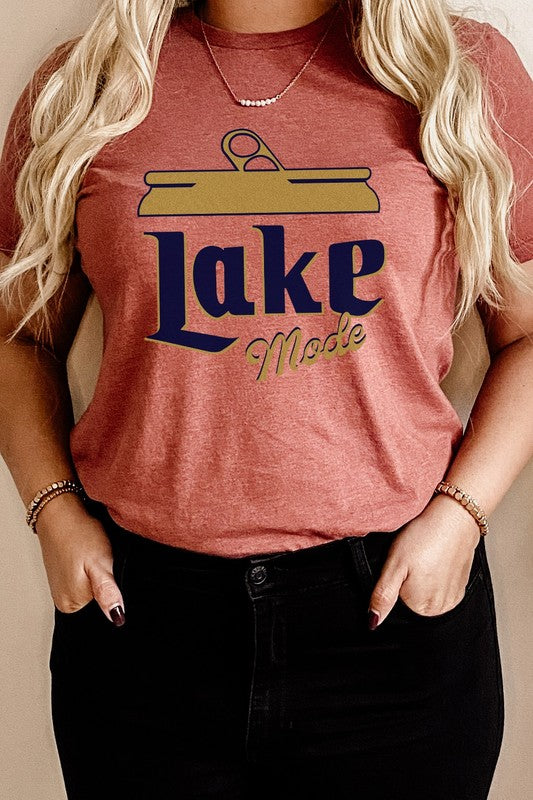 Lake Mode Beer Can Summer Vacation Graphic Tee T-Shirt