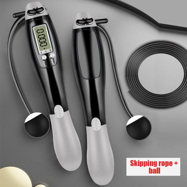 Electronic Cordless Skipping Rope Gym Fitness Skipping Smart Jump Rope With LCD Screen Counting Speed Women Jumprope For Fitness Workout Crossfit Adult Kids Adjustable Skipping Rope For Exercise