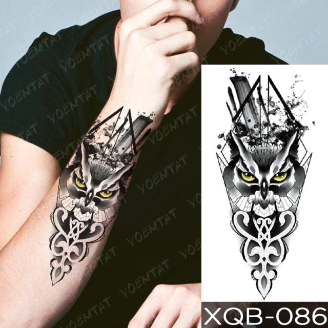 Elegant Black Waterproof Temporary Tattoo Sticker Lion Tiger Bear Flash Tattoos Leopard Wolf Colorful Big Tattoo Stickers For Mens Womens