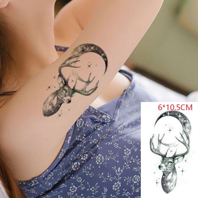 Elegant Black Waterproof Temporary Tattoo Stickers Moon Hill Modern Body Art Stickers Hand Foot High Quality For Womens